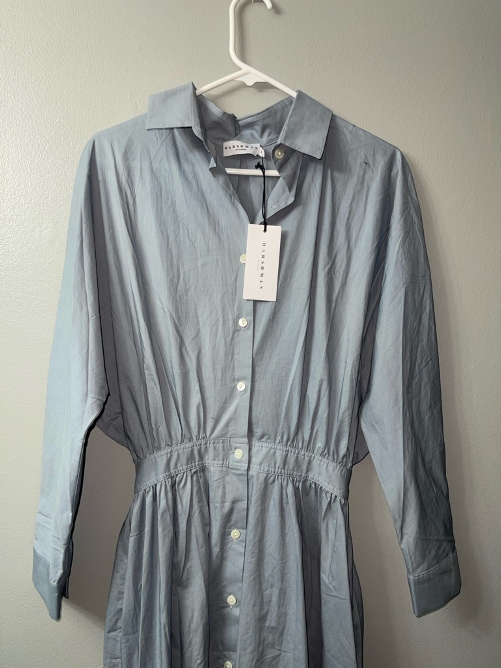 Harshman Crowninshield 100% Cotton Shirt Dress In Steel Blue Size small Reemoly - Picture 4 of 7